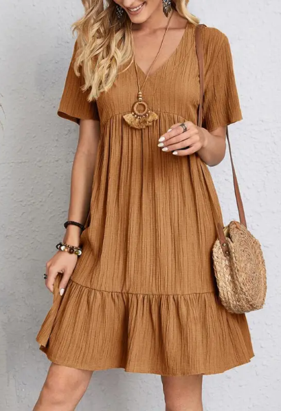Elegant Crinkle Cake Skirt Dress