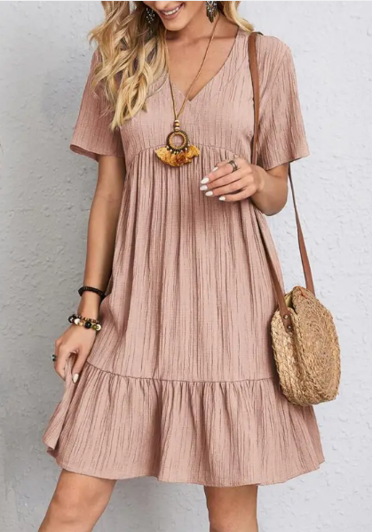 Elegant Crinkle Cake Skirt Dress