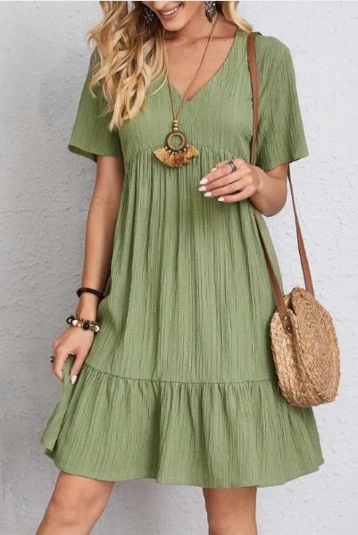 Elegant Crinkle Cake Skirt Dress
