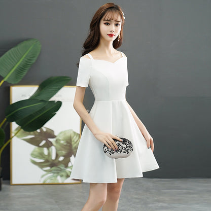 White Evening Dress for Women - Off-Shoulder Mini Dress
