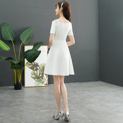 White Evening Dress for Women - Off-Shoulder Mini Dress